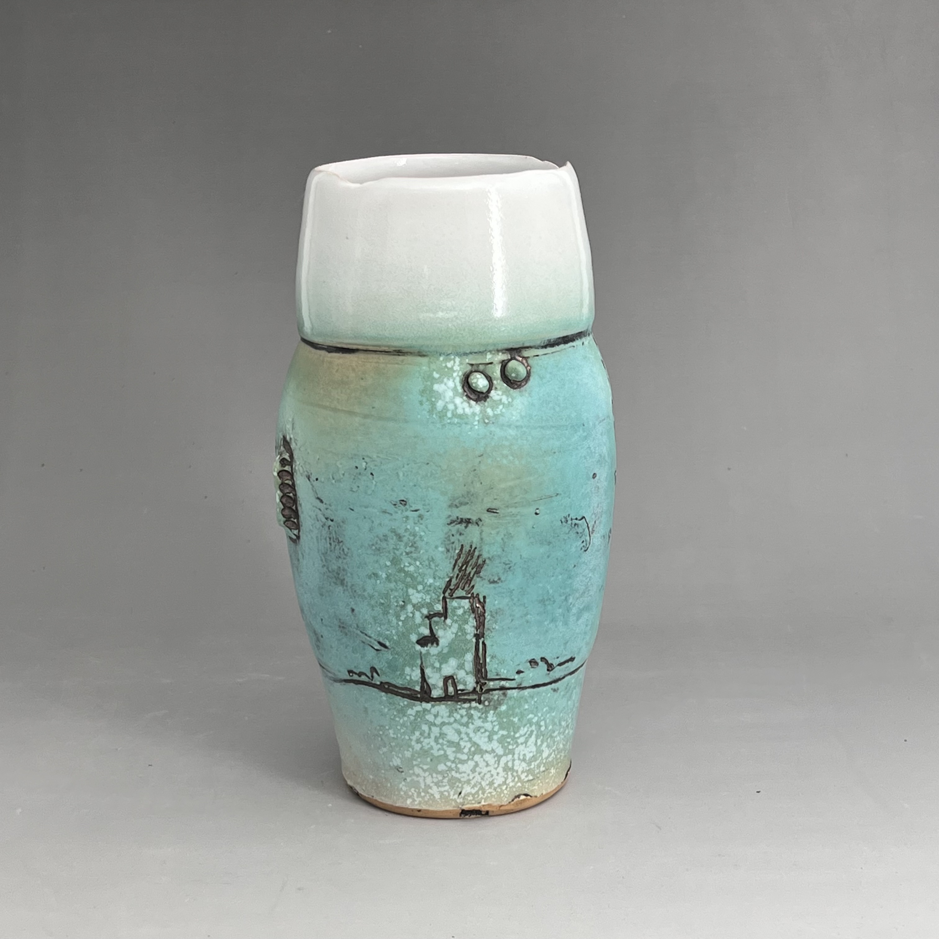 Handthrown Turquoise Vase